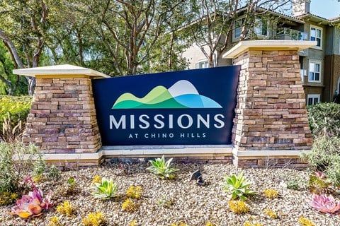 missions at chino hills monument sign